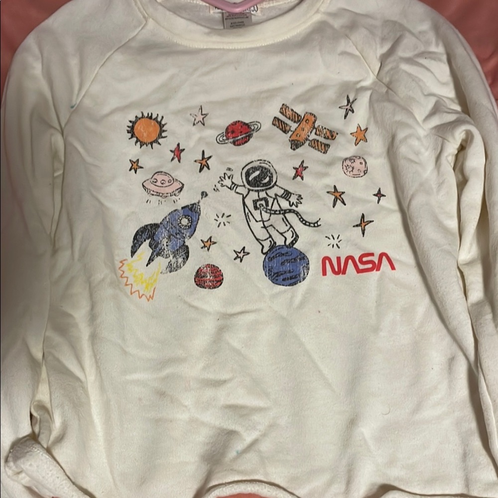 Cream NASA Space Graphic Long Sleeve Tee